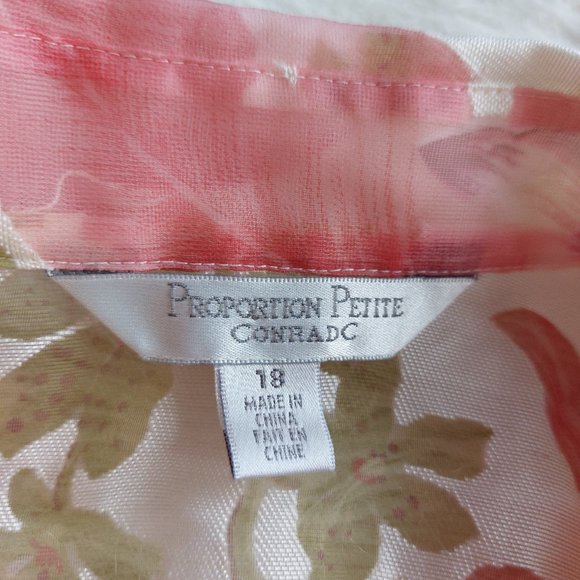 Proportion Petite Conrad Women's Linen Blend Pink Tone Floral Mesh Suit 18 - Picture 6 of 8